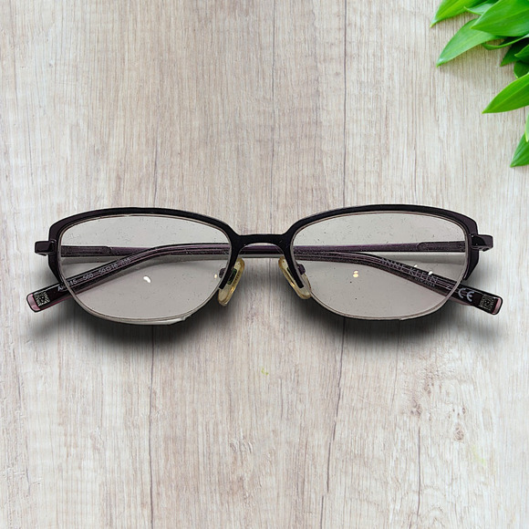 Anne Klein Purple Cat Eye Half Rim Eyeglasses Frames Only AK9115 560 50-16-135 - Picture 1 of 10